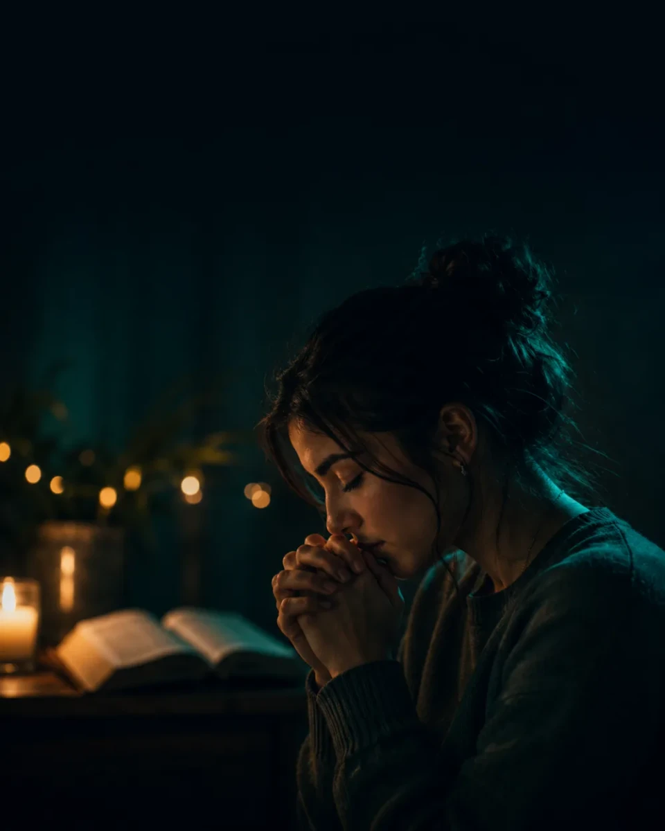 Visuel publié par ConnectStar : une personne en prière, une Bible ouverte à côté.